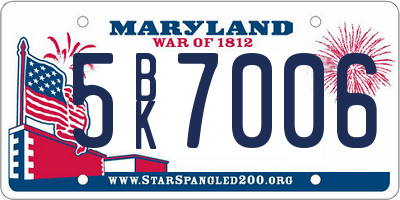 MD license plate 5BK7006