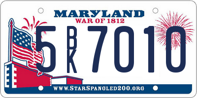 MD license plate 5BK7010