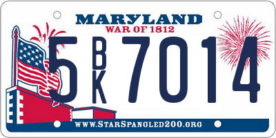 MD license plate 5BK7014