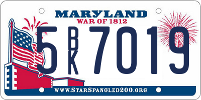 MD license plate 5BK7019