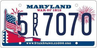 MD license plate 5BK7070