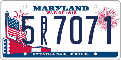 MD license plate 5BK7071
