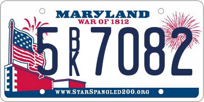 MD license plate 5BK7082