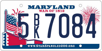 MD license plate 5BK7084