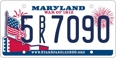 MD license plate 5BK7090