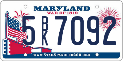 MD license plate 5BK7092