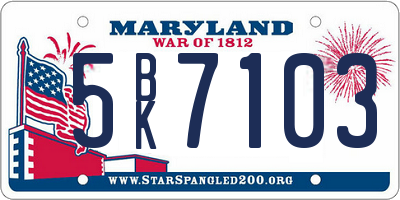 MD license plate 5BK7103