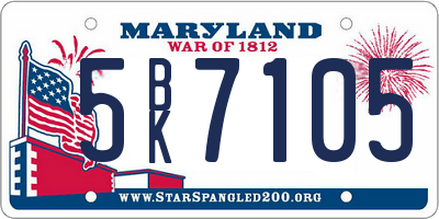 MD license plate 5BK7105