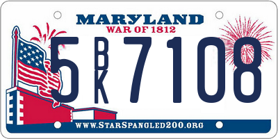 MD license plate 5BK7108