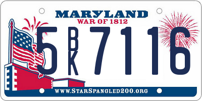 MD license plate 5BK7116