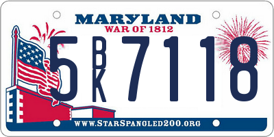 MD license plate 5BK7118