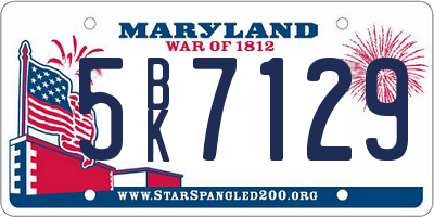 MD license plate 5BK7129