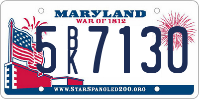 MD license plate 5BK7130