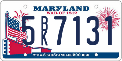 MD license plate 5BK7131