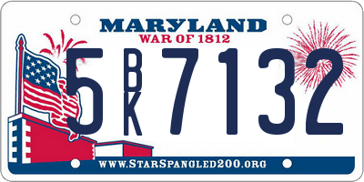MD license plate 5BK7132