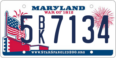 MD license plate 5BK7134