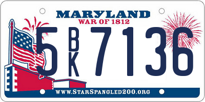MD license plate 5BK7136