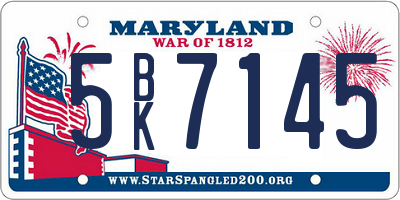 MD license plate 5BK7145