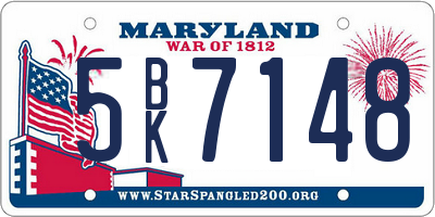 MD license plate 5BK7148