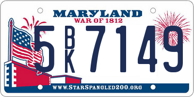 MD license plate 5BK7149
