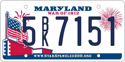 MD license plate 5BK7151