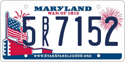 MD license plate 5BK7152