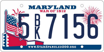 MD license plate 5BK7156