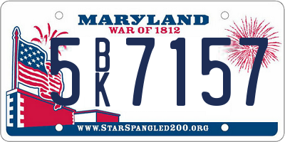 MD license plate 5BK7157