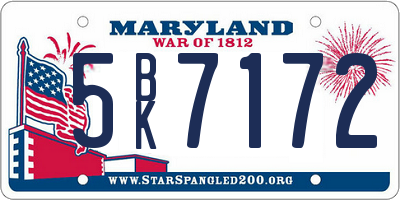 MD license plate 5BK7172