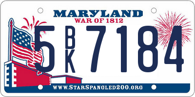 MD license plate 5BK7184