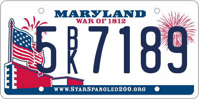 MD license plate 5BK7189