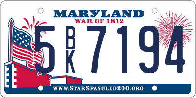 MD license plate 5BK7194