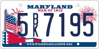 MD license plate 5BK7195