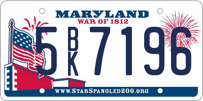 MD license plate 5BK7196