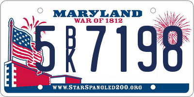 MD license plate 5BK7198