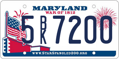 MD license plate 5BK7200