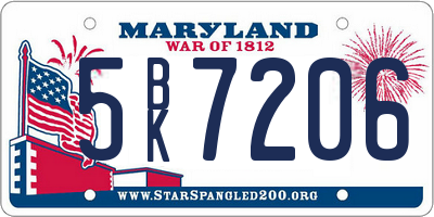 MD license plate 5BK7206