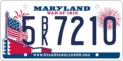 MD license plate 5BK7210