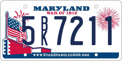 MD license plate 5BK7211