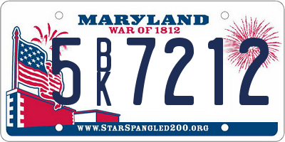 MD license plate 5BK7212