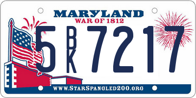 MD license plate 5BK7217