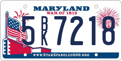 MD license plate 5BK7218