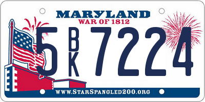 MD license plate 5BK7224