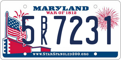MD license plate 5BK7231