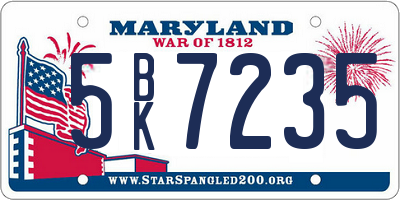 MD license plate 5BK7235