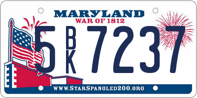 MD license plate 5BK7237