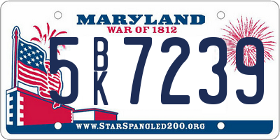 MD license plate 5BK7239
