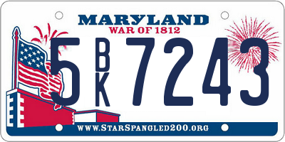 MD license plate 5BK7243