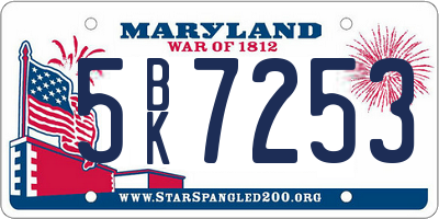 MD license plate 5BK7253