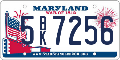 MD license plate 5BK7256